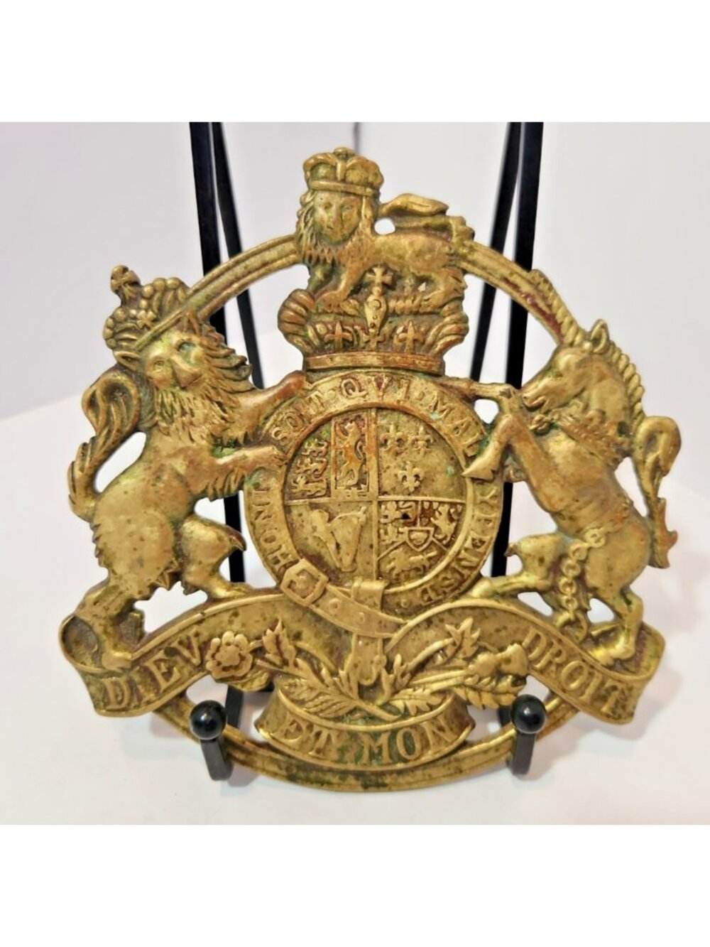 Vtg Virginia Metalcrafters Kings Arms Brass Trivet CW 10-17 1953 Lion 6